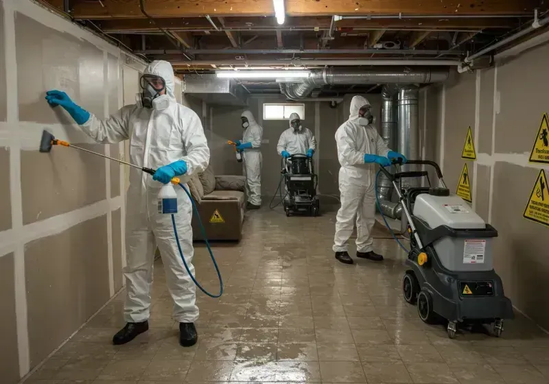 Basement Moisture Removal and Structural Drying process in White Plains, NC